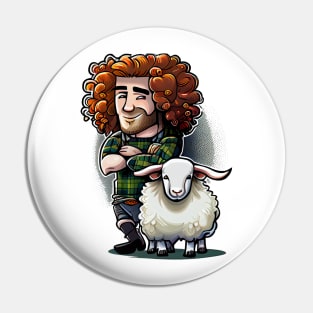 Funny Stereotype Humor Scotsman And A Sheep Pin