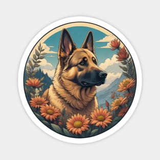 German Shepherd Dog Landscape Portrait Magnet