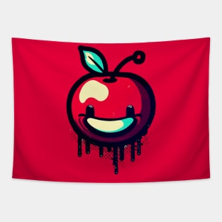 Street Art retro cherry fruit smile Tapestry