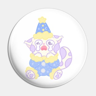 Crying starry cat clown Pin