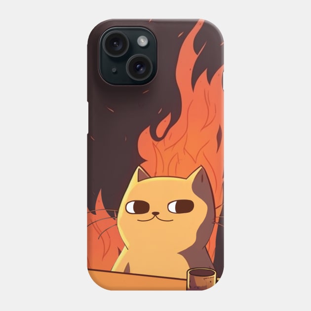 this is fine cat parody Phone Case by hunnydoll