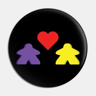 Yellow And Purple Meeple Couple Board Game Valentine's Day Pin