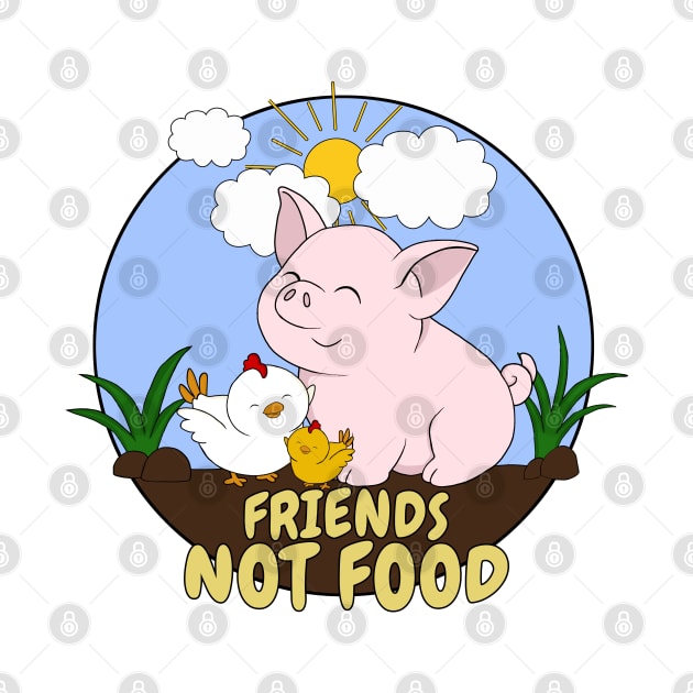 Go Vegan Cute Pig And Chicken 5 by valentinahramov