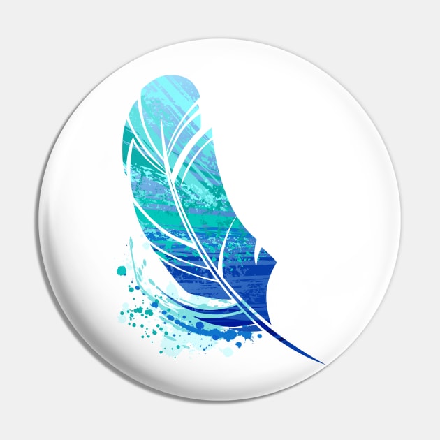 Blue Colorful Feather Pin by Blackmoon9