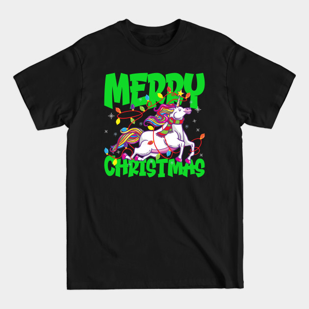 Discover Unicorn Christmas Lights Merry Christmas Unicorn - Unicorn Christmas - T-Shirt