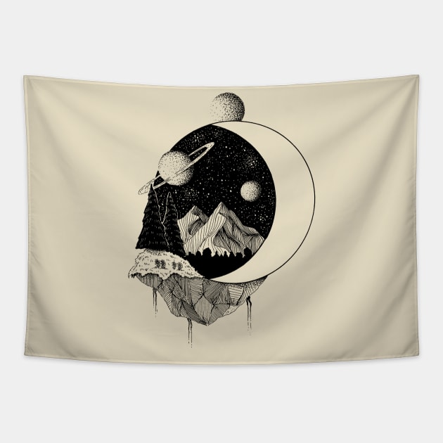 Moonscape With Planets Tapestry by SDWHITEHEAD ART