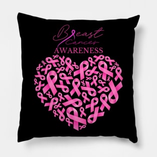 Breast Cancer Awareness Support Pink Ribbon T-shirt Pillow