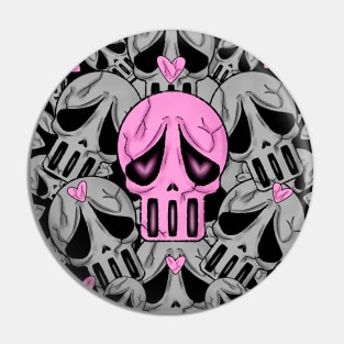 Sometimes Love Hurts - Sad Vibes Broken Hearts Club. Black Pink Skulls with Hearts. Pin