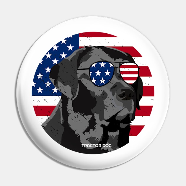 Dog American Flag with American Flag Glasses Pin by tractordog