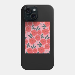 Roses are red, abstract pattern with red roses on a pink striped bottom Phone Case