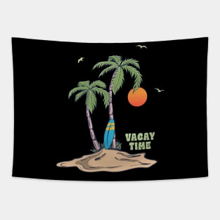 Vintage Sunset Summer Surfing Beach Plam Tree Vacay time Tapestry