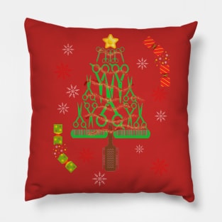 Hairstylist Scissor Christmas Tree Pillow