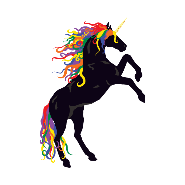 Rainbow Maned Black Unicorn by PeregrinusCreative