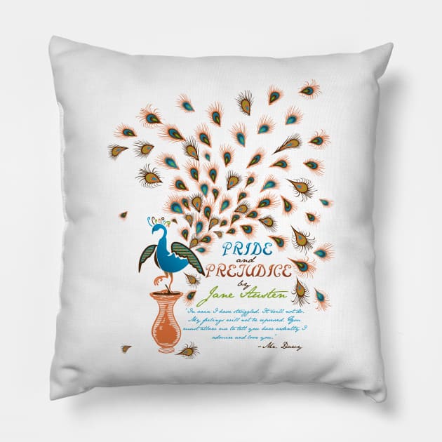 Paisley Peacock Pride and Prejudice: Modern Pillow by DoodleHeadDee