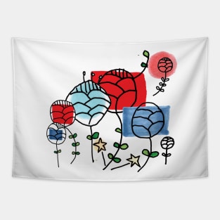 retro flowers Tapestry