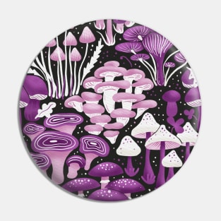 cosmic mushrooms - black and purpe Pin