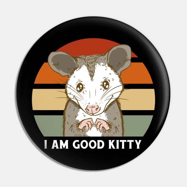Im A Good Kitty Cute Opossum Pin by Visual Vibes