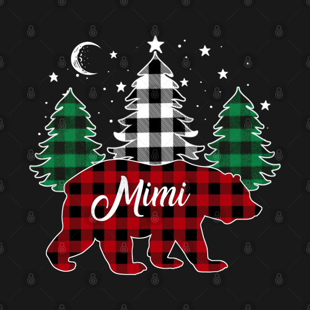 Disover Mimi Bear Buffalo Red Plaid Matching Family Christmas - Bear Family Christmas - T-Shirt