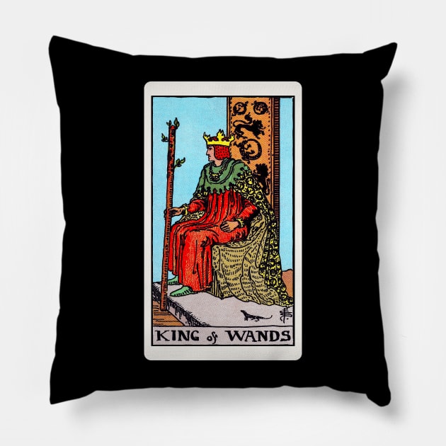 Card #35 - King Of Wands - Rider Waite Smith Tarot Pillow by RetroFitted