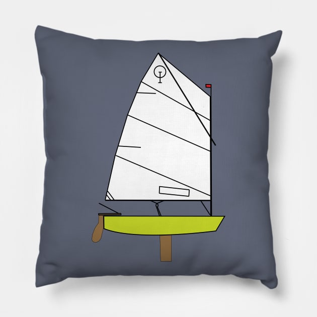 Optimist Sailing Dingy - Light Green Pillow by CHBB