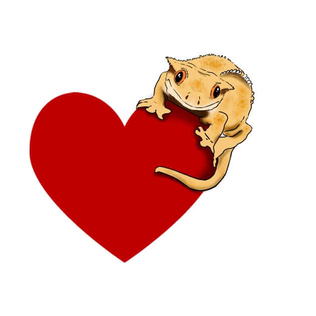 Crested Gecko, Crestie, Cute Gecko on Heart by sockdogs