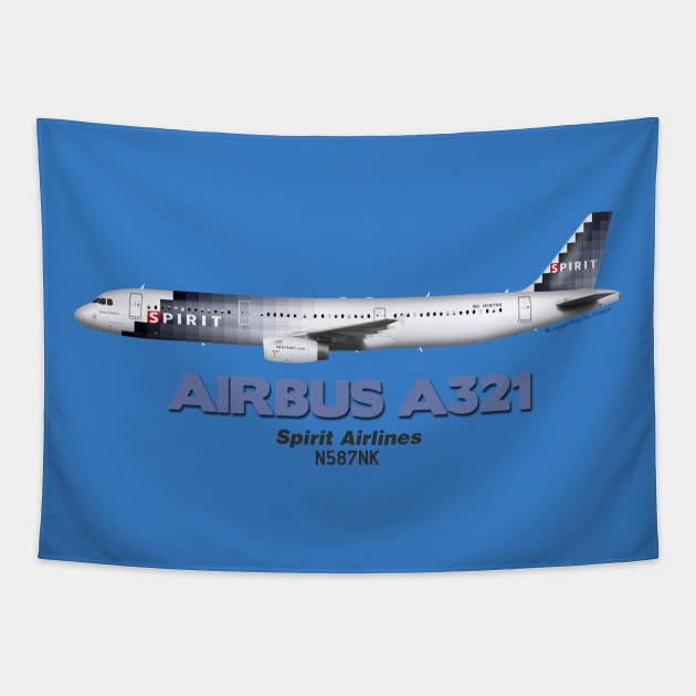Airbus A321 - Spirit Airlines Tapestry by TheArtofFlying