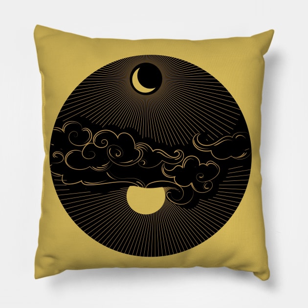 A Lovestory in space - Sun Moon Clouds | Positivity Pillow by Art by Ergate