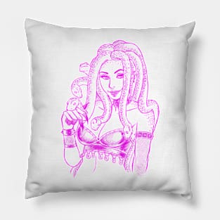 Smiling Medusa Pink Design Pillow