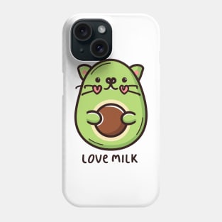 Love Milk Avocat - Whimsical Cat in Avocado Shape Phone Case