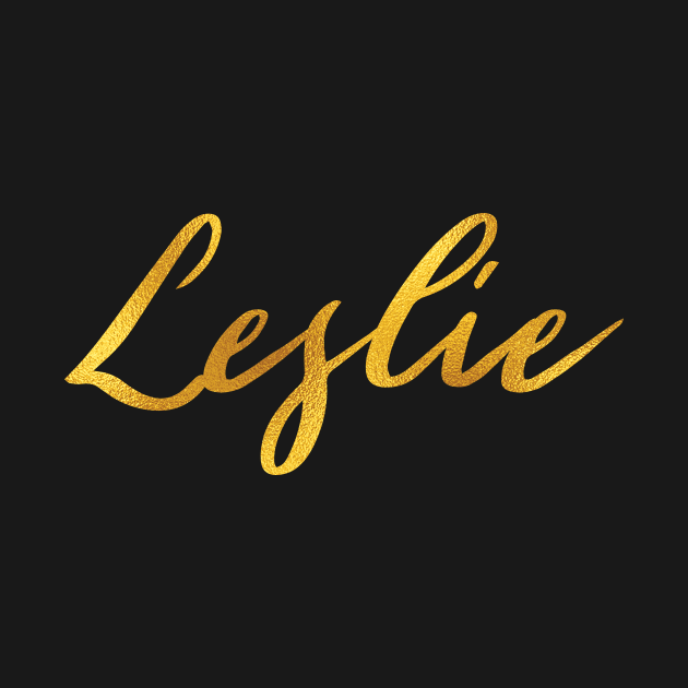 Leslie Name Hand Lettering in Faux Gold Letters by Pixel On Fire