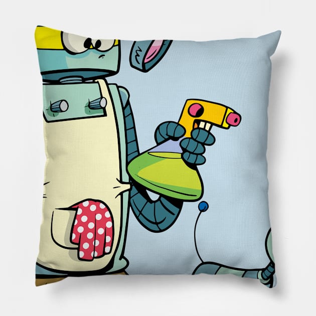 robot housekeeper Pillow by duxpavlic