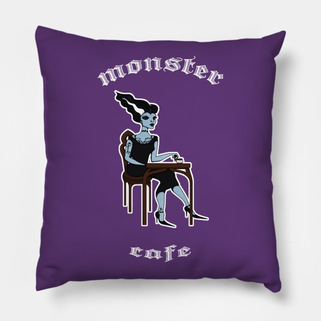 Monster Cafe Pillow by RedrockitScott