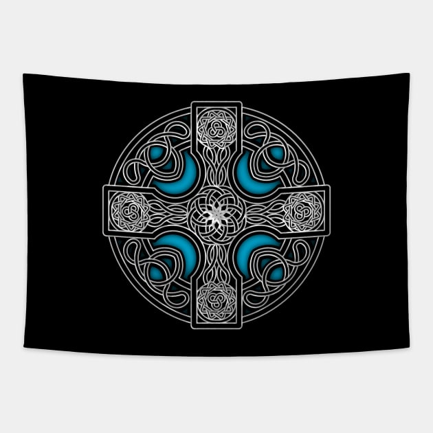 Blue Celtic cross Tapestry by PedroVale