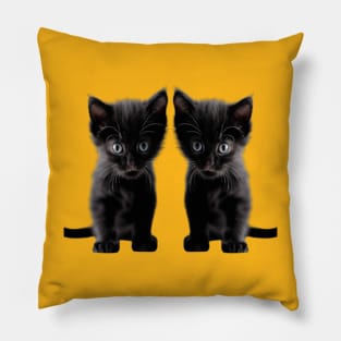 black cat- two black cats Pillow