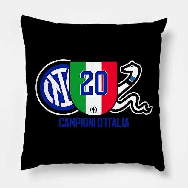 Inter campioni d'Italia Pillow by lounesartdessin