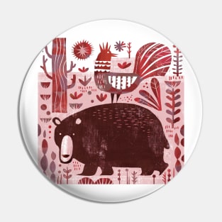 Bear and Rooster Pin
