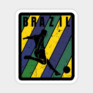 Vintage Grunge Brazil Football - Futbol Magnet