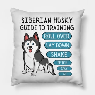 siberian husky guide to training-black and white husky dog Pillow