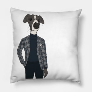 Adorable Italian greyhound sporting a super dapper mens suit Pillow