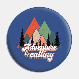 Adventure Is Calling Retro Mountains Alps Pin