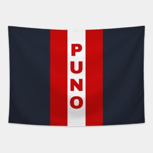 Puno City in Peruvian Flag Vertical Tapestry