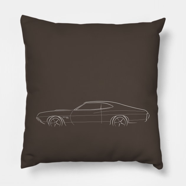 1972 Ford Gran Torino Sport - profile stencil, white Pillow by mal_photography