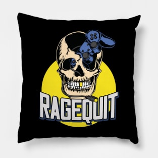 Ragequit Gamer Skull Pillow