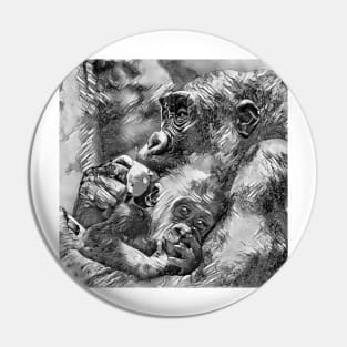 AnimalArtBW Gorilla 001 Pin