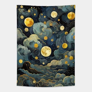 Celestial Moon pattern - Van Gogh inspired Tapestry