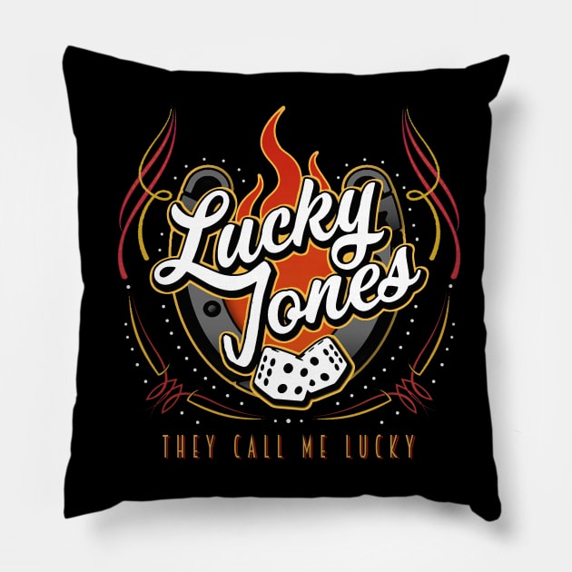 They Call Me Lucky Mockup Pillow by ShredBeard