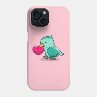 Cute Bird With Love Heart Cartoon Phone Case