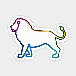 Cute Color Gradient Lion Shape Outline Drawing Magnet