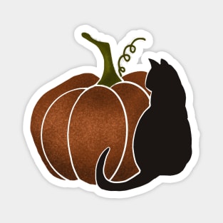 Glitter Pumpkin & Black Cat Magnet