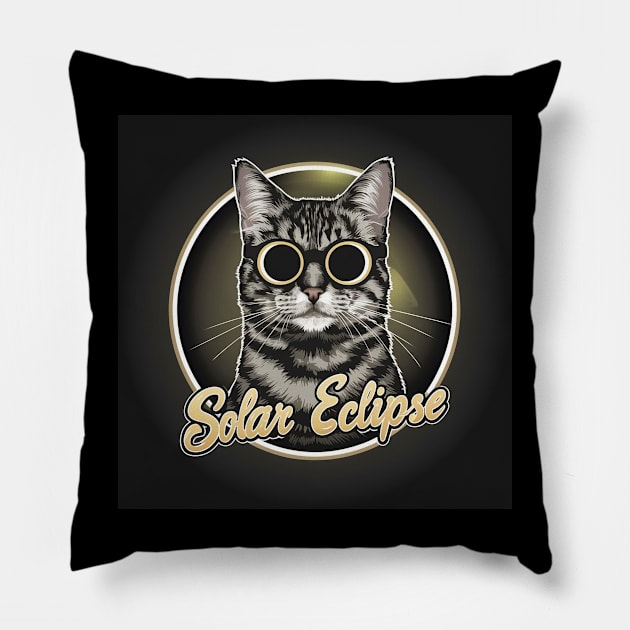 Cat Wearing Solar Eclipse Glasses Pillow by  El-Aal